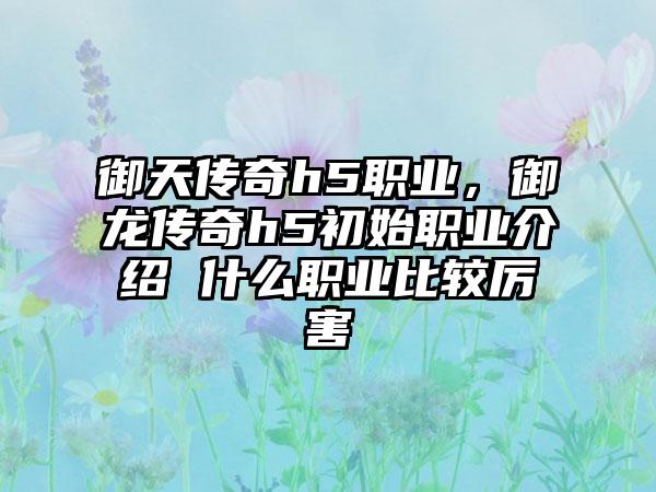 御天传奇h5职业，御龙传奇h5初始职业介绍 什么职业比较厉害