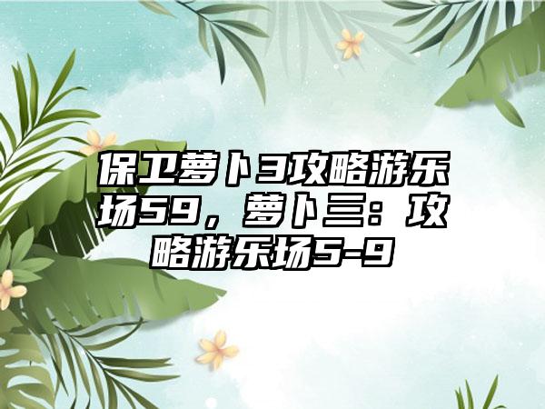保卫萝卜3攻略游乐场59，萝卜三：攻略游乐场5-9