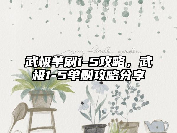 武极单刷1-5攻略，武极1-5单刷攻略分享