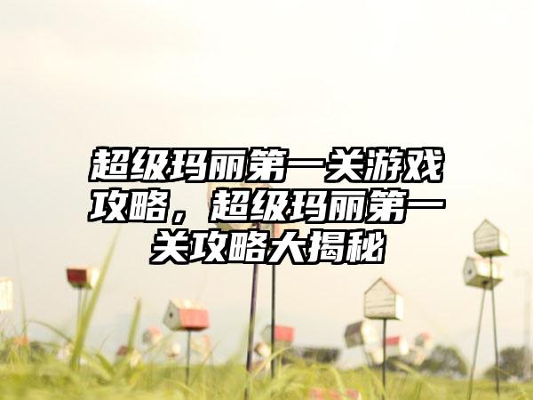 超级玛丽第一关游戏攻略，超级玛丽第一关攻略大揭秘