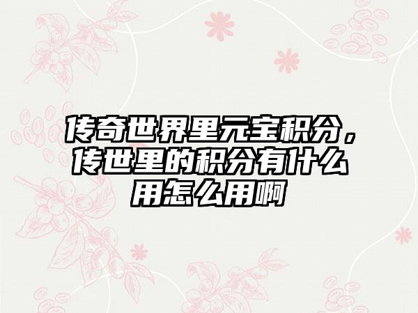 传奇世界里元宝积分，传世里的积分有什么用怎么用啊
