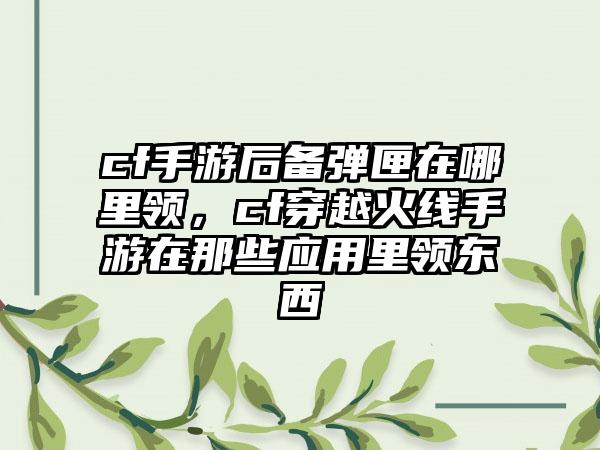 cf手游后备弹匣在哪里领，cf穿越火线手游在那些应用里领东西