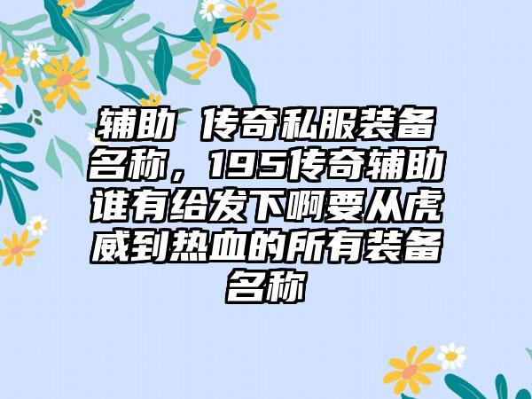 辅助 传奇私服装备名称，195传奇辅助谁有给发下啊要从虎威到热血的所有装备名称