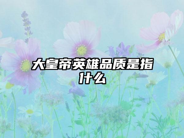 大皇帝英雄品质是指什么
