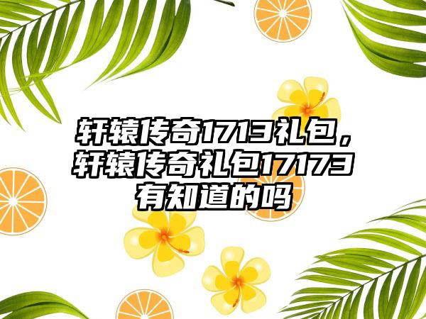 轩辕传奇1713礼包，轩辕传奇礼包17173有知道的吗