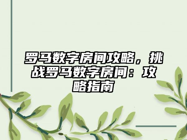 罗马数字房间攻略，挑战罗马数字房间：攻略指南