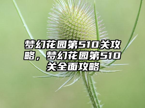 梦幻花园第510关攻略，梦幻花园第510关全面攻略