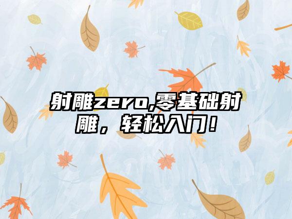 射雕zero,零基础射雕，轻松入门！