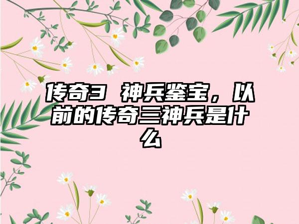 传奇3 神兵鉴宝，以前的传奇三神兵是什么