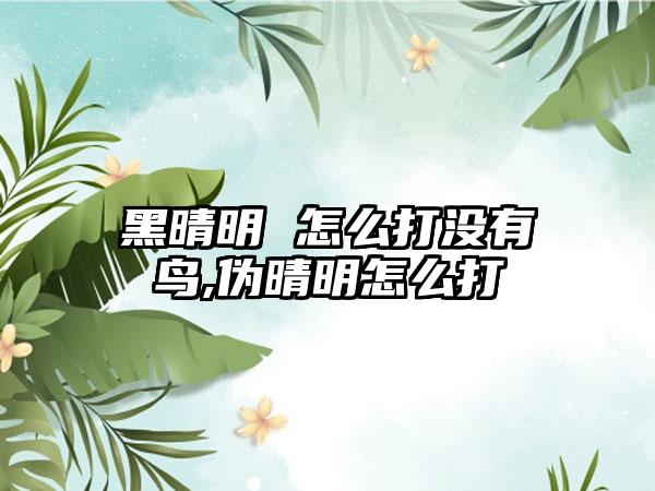 黑晴明 怎么打没有鸟,伪晴明怎么打