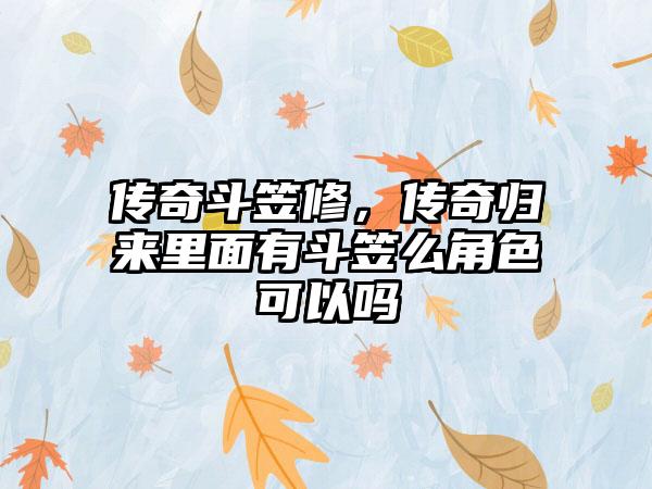 传奇斗笠修，传奇归来里面有斗笠么角色可以吗
