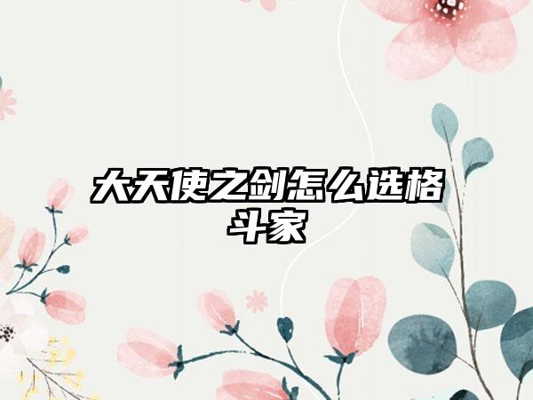 大天使之剑怎么选格斗家