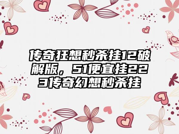 传奇狂想秒杀挂12破解版，51便宜挂223传奇幻想秒杀挂