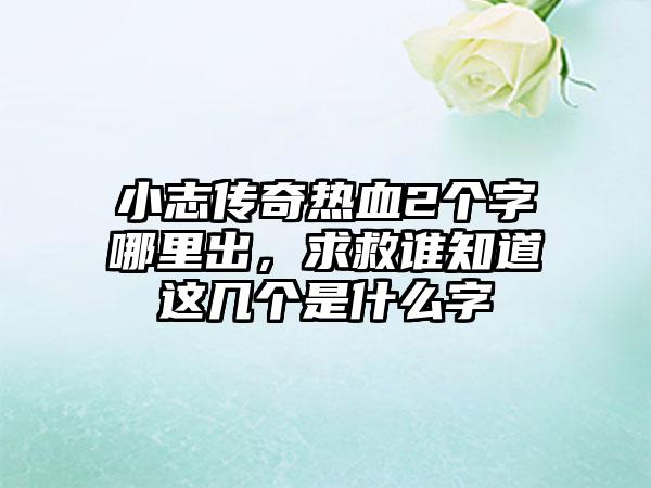 小志传奇热血2个字哪里出，求救谁知道这几个是什么字