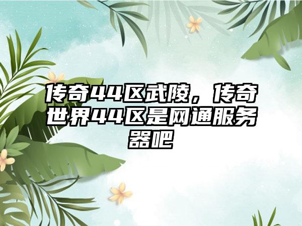 传奇44区武陵，传奇世界44区是网通服务器吧