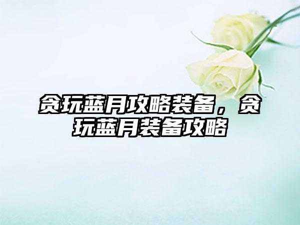 贪玩蓝月攻略装备，贪玩蓝月装备攻略