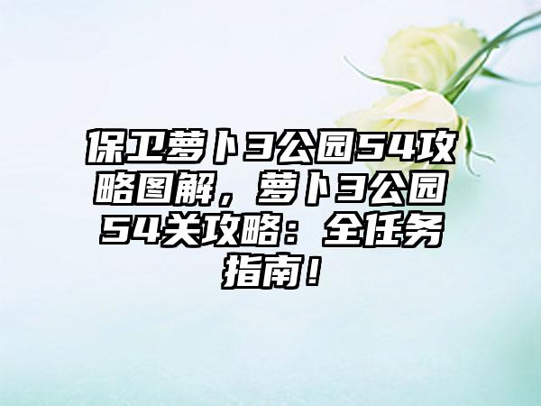 保卫萝卜3公园54攻略图解，萝卜3公园54关攻略：全任务指南！