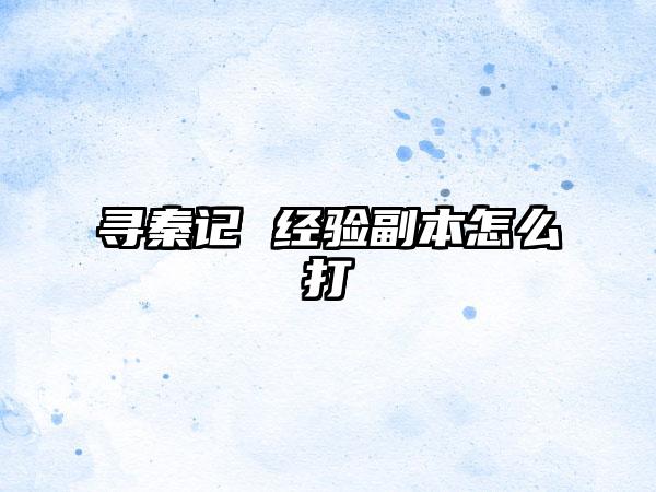 寻秦记 经验副本怎么打