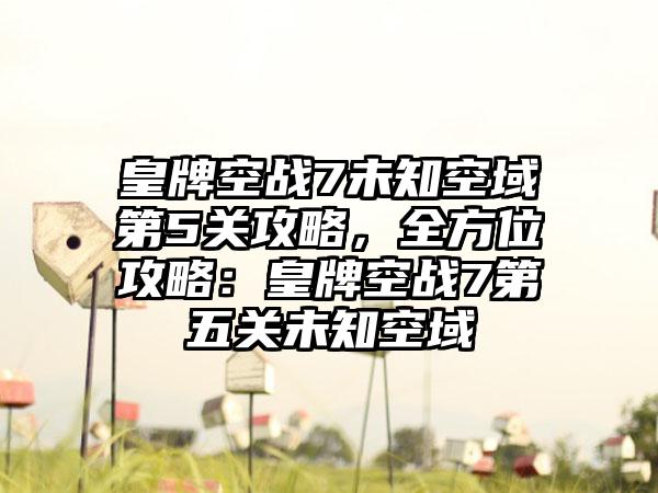 皇牌空战7未知空域第5关攻略，全方位攻略：皇牌空战7第五关未知空域