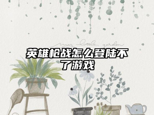 英雄枪战怎么登陆不了游戏