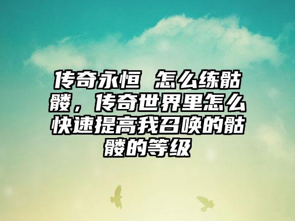 传奇永恒 怎么练骷髅，传奇世界里怎么快速提高我召唤的骷髅的等级