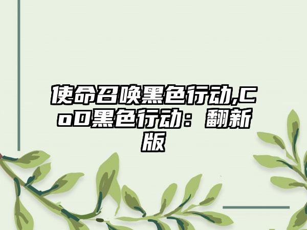 使命召唤黑色行动,CoD黑色行动：翻新版