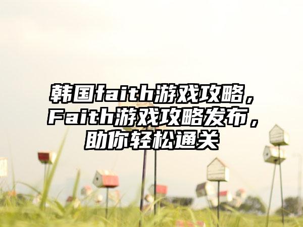 韩国faith游戏攻略，Faith游戏攻略发布，助你轻松通关