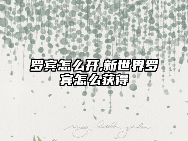 罗宾怎么开,新世界罗宾怎么获得