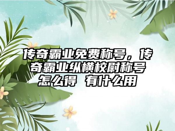传奇霸业免费称号，传奇霸业纵横校尉称号怎么得 有什么用