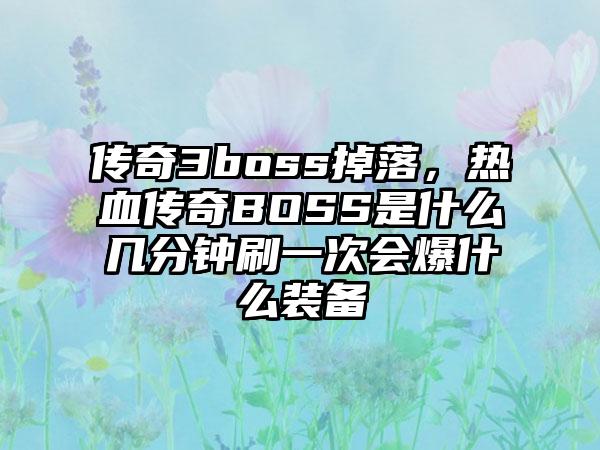 传奇3boss掉落，热血传奇BOSS是什么几分钟刷一次会爆什么装备