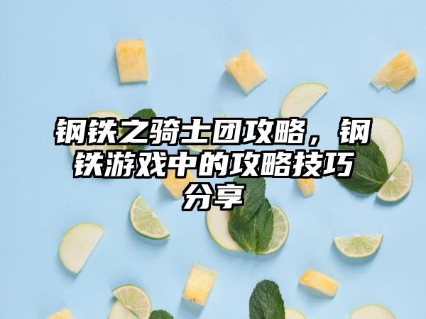 钢铁之骑士团攻略，钢铁游戏中的攻略技巧分享