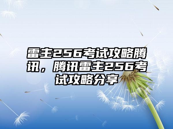 雷主256考试攻略腾讯，腾讯雷主256考试攻略分享