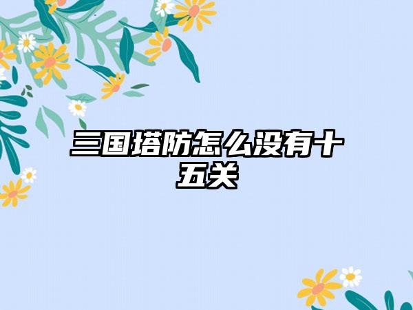 三国塔防怎么没有十五关
