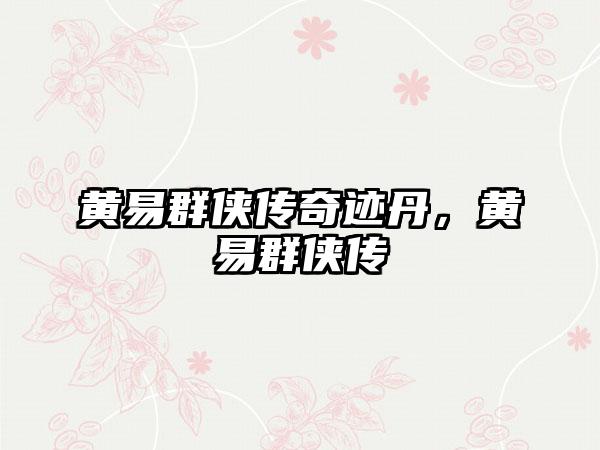 黄易群侠传奇迹丹，黄易群侠传