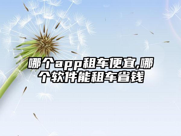 哪个app租车便宜,哪个软件能租车省钱
