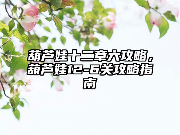 葫芦娃十二章六攻略，葫芦娃12-6关攻略指南