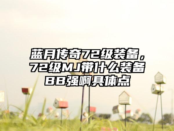 蓝月传奇72级装备，72级MJ带什么装备BB强啊具体点