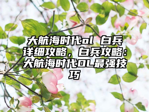 大航海时代ol 白兵详细攻略，白兵攻略：大航海时代OL最强技巧