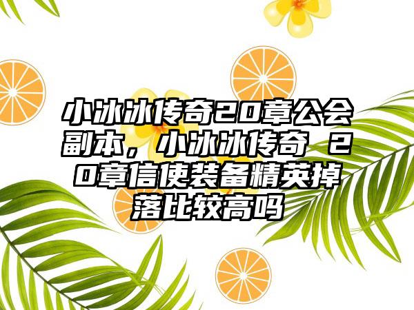 小冰冰传奇20章公会副本，小冰冰传奇 20章信使装备精英掉落比较高吗