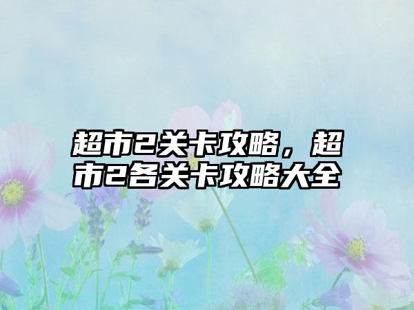 超市2关卡攻略，超市2各关卡攻略大全