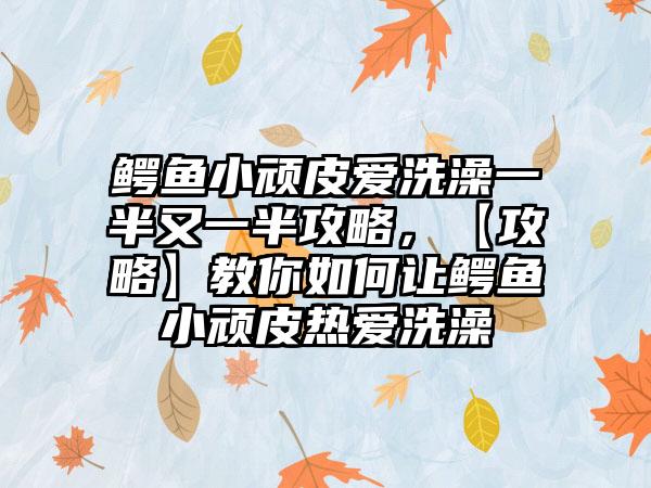 鳄鱼小顽皮爱洗澡一半又一半攻略，【攻略】教你如何让鳄鱼小顽皮热爱洗澡