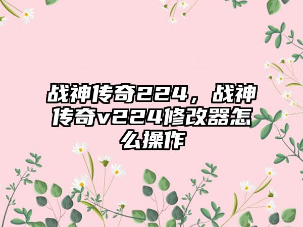 战神传奇224，战神传奇v224修改器怎么操作