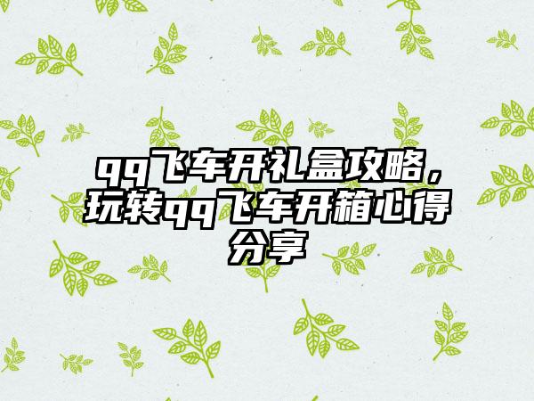 qq飞车开礼盒攻略，玩转qq飞车开箱心得分享