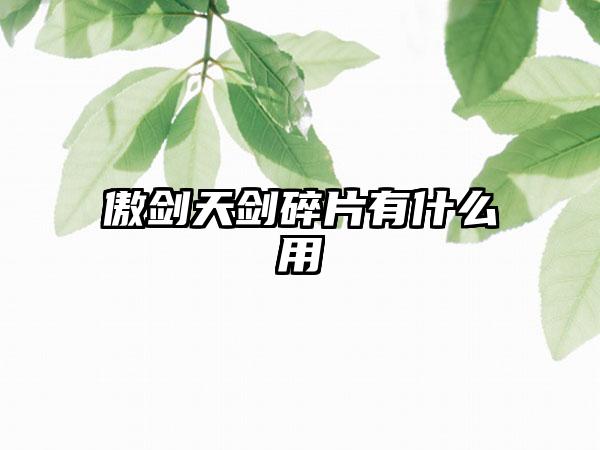 傲剑天剑碎片有什么用