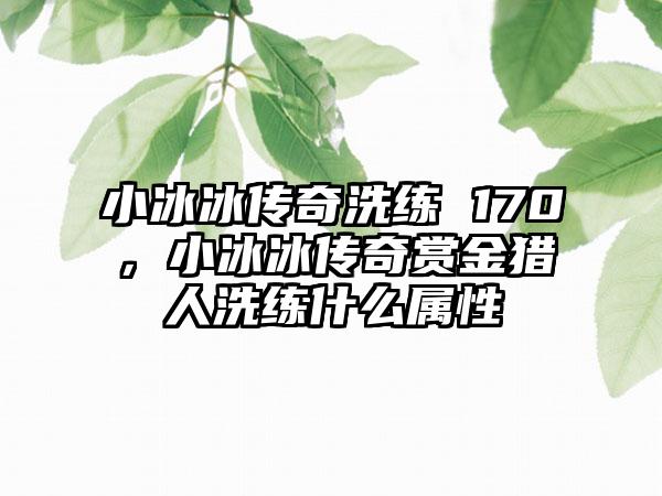小冰冰传奇洗练 170，小冰冰传奇赏金猎人洗练什么属性
