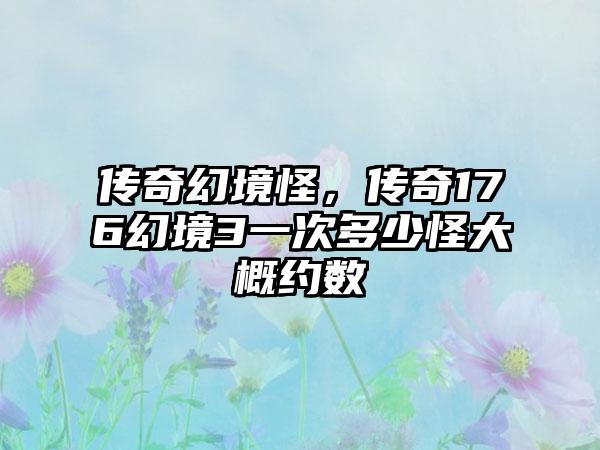 传奇幻境怪，传奇176幻境3一次多少怪大概约数