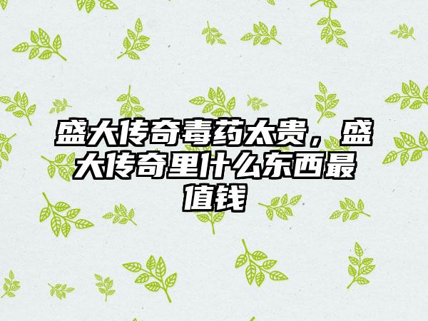 盛大传奇毒药太贵，盛大传奇里什么东西最值钱