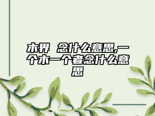 木界 念什么意思,一个木一个者念什么意思