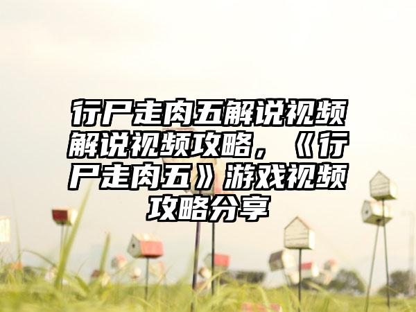 行尸走肉五解说视频解说视频攻略，《行尸走肉五》游戏视频攻略分享