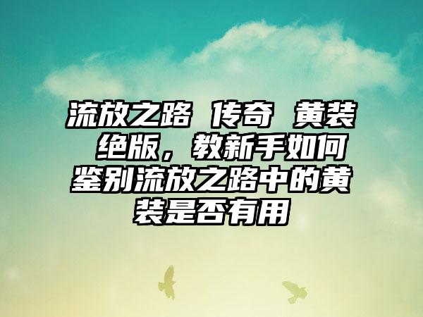 流放之路 传奇 黄装 绝版，教新手如何鉴别流放之路中的黄装是否有用